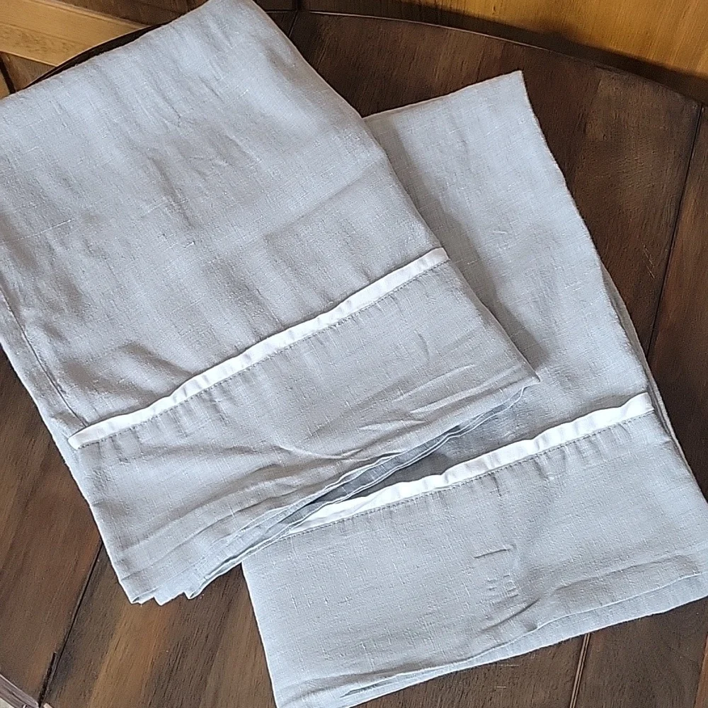 Pottery Barn Belgian Flax Linen Flange Pillowcases Set Of 2